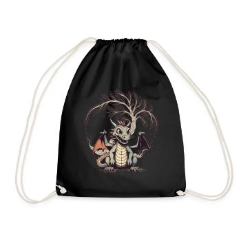 Dragon Dragon Mythical Creature Mystical Children Child - Drawstring Bag - black - Front