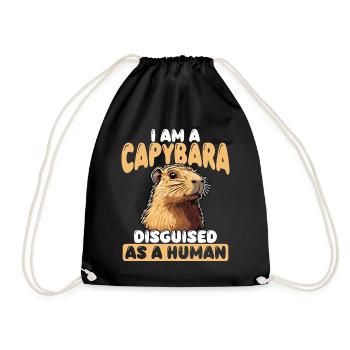 Ich bin ein als Mensch verkleideter Capybara - Turnbeutel - Schwarz - Vorne