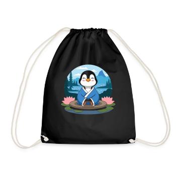 Meditierender Pinguin In Der Natur Frieden - Turnbeutel - Schwarz - Vorne