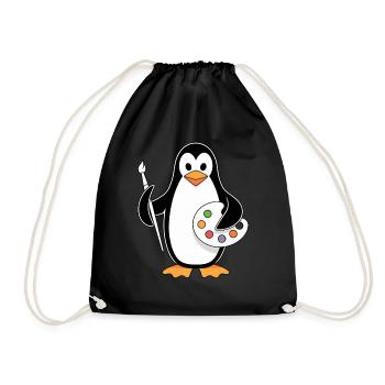 Kreativer Pinguin Künstler Spaß - Turnbeutel - Schwarz - Vorne
