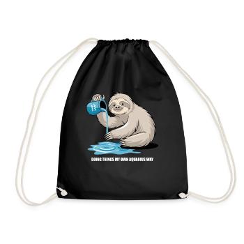 Aquarius Sloth: Do It Your Way - Drawstring Bag - black - Front