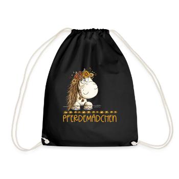 Pferdemädchen Spruch Mit Süßem Pferd - Turnbeutel - Schwarz - Vorne