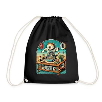 Ramen Nudeln Retro Katze Kawaii Chefkoch Japan - Turnbeutel - Schwarz - Vorne