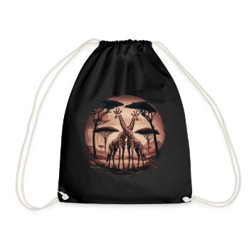 Deux girafes – Art safari surréaliste - Sac de sport léger - noir - Devant