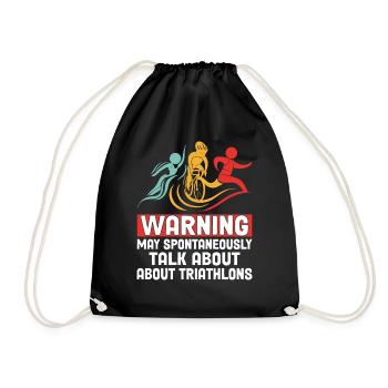 My Spontaneously Talk About Funny Triathlon Swim - Drawstring Bag - black - Front