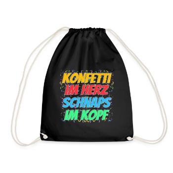 Des confettis dans le cœur, du schnaps dans la tête – le dicton de la fête - Sac de sport léger - noir - Devant