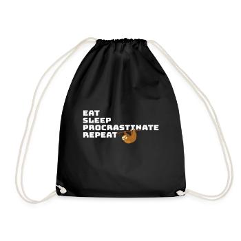Eat Sleep Procrastinate Repeat – Lustiges Faultier - Turnbeutel - Schwarz - Vorne
