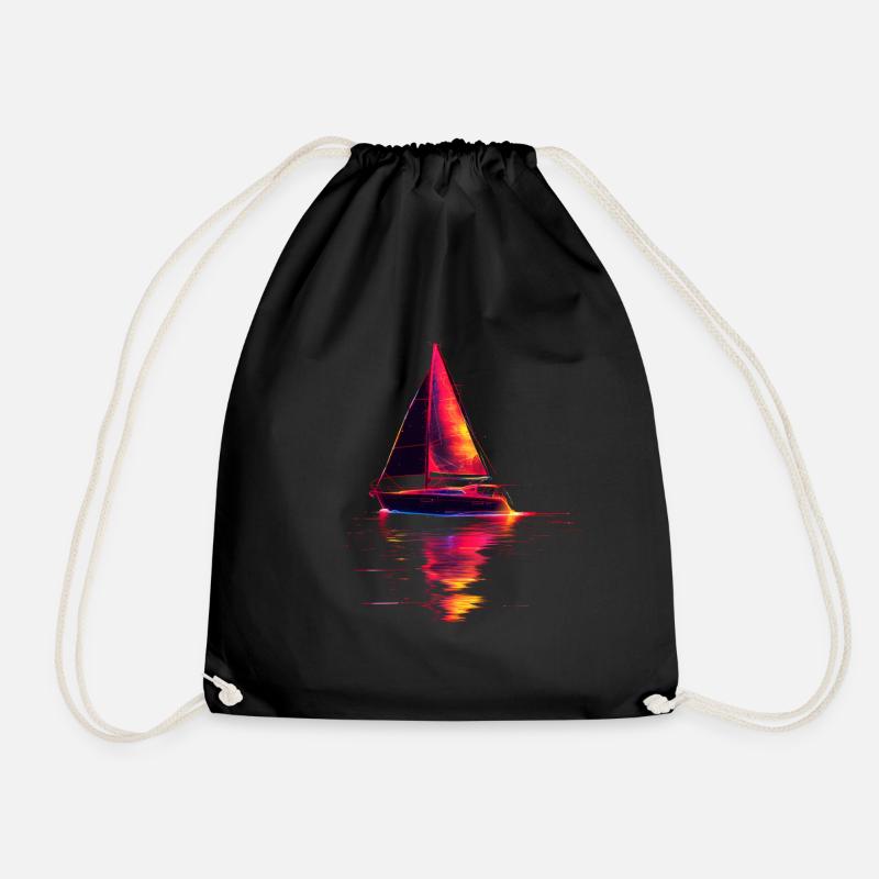 Segelschiff Retrowave - Turnbeutel - Schwarz