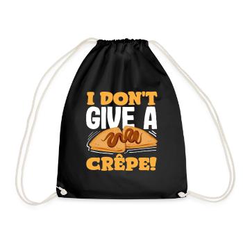 Pancakes Funny Sayings 'I Don't Give A Crepe' - Drawstring Bag - black - Front