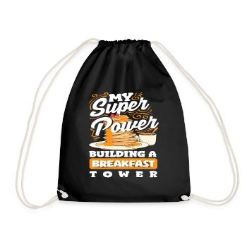 Pancakes: My Superpower Breakfast Tower - Drawstring Bag - black - Front