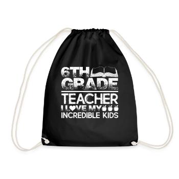 6th Grade Teacher Loves Students - Drawstring Bag - black - Front