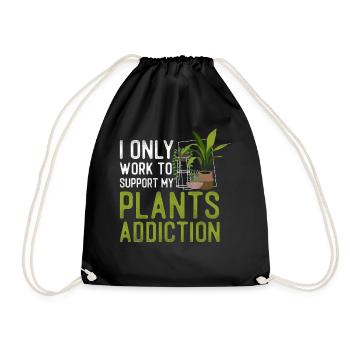 Plant Lover Gardening I Only Work - Drawstring Bag - black - Front