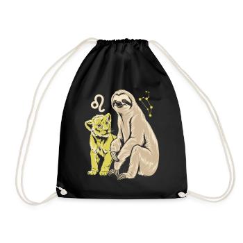 Leo Zodiac Sloth Adventure with Leo - Drawstring Bag - black - Front