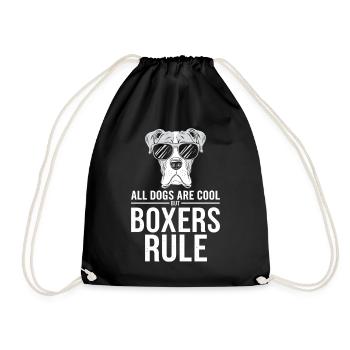 All dogs are cool but boxers rule funnier - Drawstring Bag - black - Front