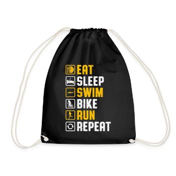 Manger Dormir Nager Vélo Courir Répéter Triathlon drôle - Sac de sport léger - noir - Devant