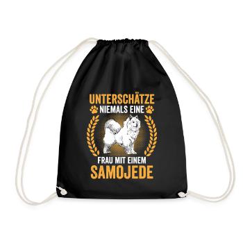 Samojede Samojedenspitz Frau mit Samojede - Turnbeutel - Schwarz - Vorne