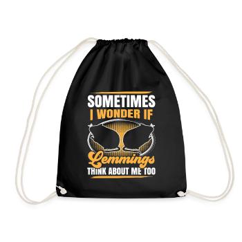 Lemmings Thinking of Me Vole Lemming - Drawstring Bag - black - Front