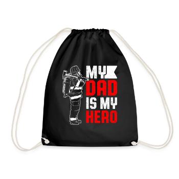 My Dad Is My Hero Firefighting Red Line - Drawstring Bag - black - Front