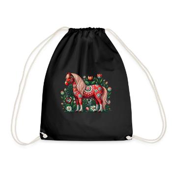 Swedish Dala Horse, Scandinavian sverige sweden - Turnbeutel - Schwarz - Vorne