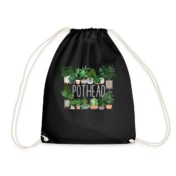 Plant Lover Gardening Pun Pot Head - Drawstring Bag - black - Front