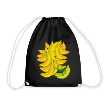 Banane Bananen Obst Exotisch Frucht Spinne - Turnbeutel - Schwarz - Vorne