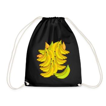 Banane Bananen Obst Frucht Früchte exotisch - Turnbeutel - Schwarz - Vorne