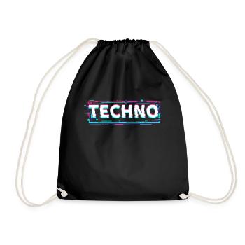 Techno House Party EDM Festival Goa Electro Rave - Drawstring Bag - black - Front