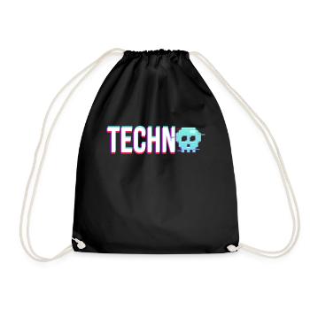 Techno House Party EDM Festival Goa Electro Rave - Drawstring Bag - black - Front