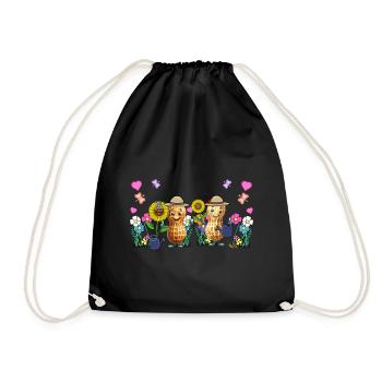 Peanut Gardener Spring Summer Peanuts Kids - Drawstring Bag - black - Front