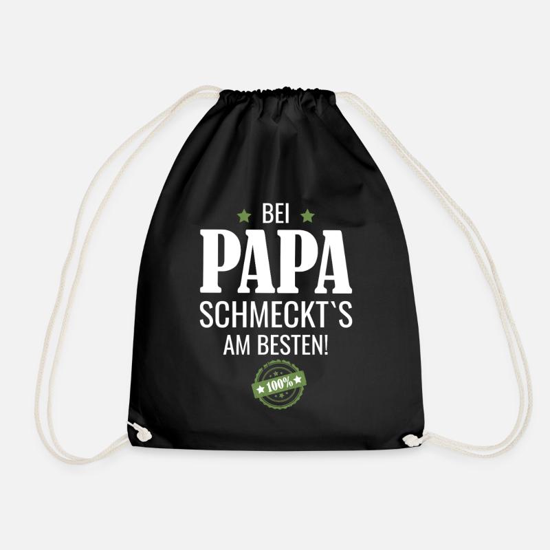 Bei Papa schmeckts am besten - Turnbeutel - Schwarz