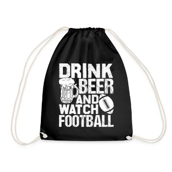 Football Drink Beer And Watch Football - Drawstring Bag - black - Front