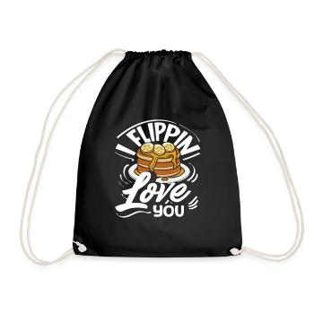 Pancakes I Love You Flippin - Drawstring Bag - black - Front