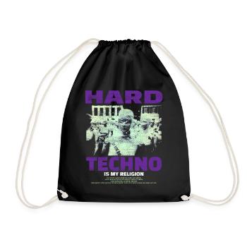Techno House Party EDM Festival Goa Electro Rave - Drawstring Bag - black - Front