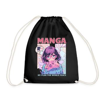 Manga Bücher Manga Liebhaber - Turnbeutel - Schwarz - Vorne