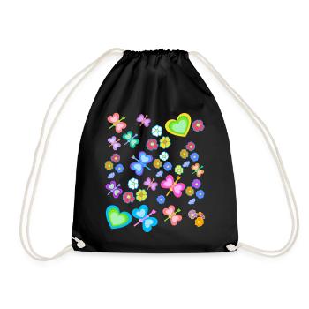 Retro Vintage Frühling Sommer 80er 90er Insekt - Turnbeutel - Schwarz - Vorne