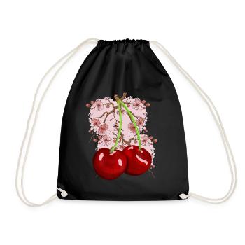 Japan Kish Blossom Cherries Cherry Fruit Fruit - Drawstring Bag - black - Front