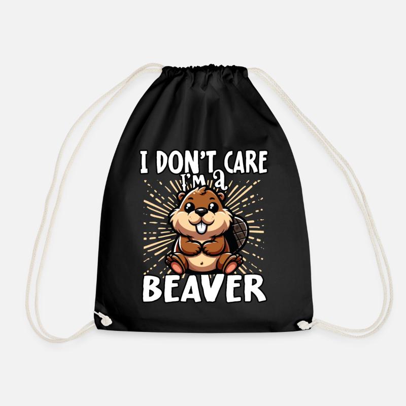 I don't care I'm a beaver - süßer Biber - Turnbeutel - Schwarz