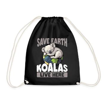 Save the Earth Koalas live here Earth Day - Drawstring Bag - black - Front