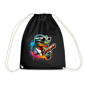 T Rex Dinosaurier Wasserpistole - Turnbeutel - Schwarz - Vorne