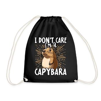 I don't care I'm a capybara - sweet capybara - Drawstring Bag - black - Front