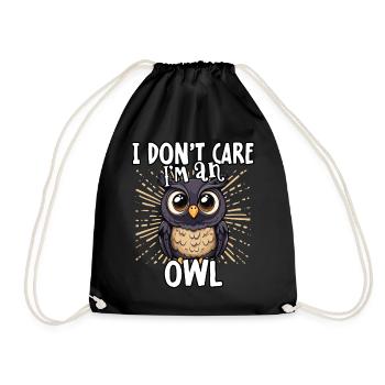Je m’en fiche je suis un hibou - hibou mignon - Sac de sport léger - noir - Devant