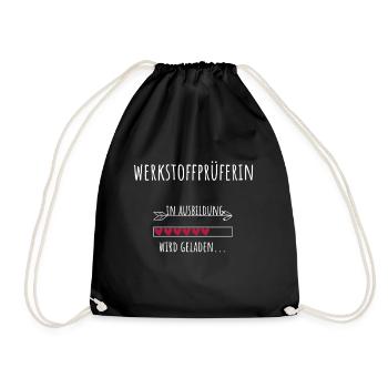Werkstoffprüferin Ausbildung Beruf Geschenk - Turnbeutel - Schwarz - Vorne