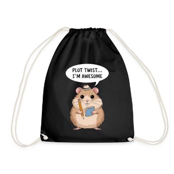 Hamster Autor: Plot Twist... Ich Bin Großartig - Turnbeutel - Schwarz - Vorne
