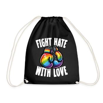 Fight Hate With Love Rainbow Boxing Gloves - Drawstring Bag - black - Front