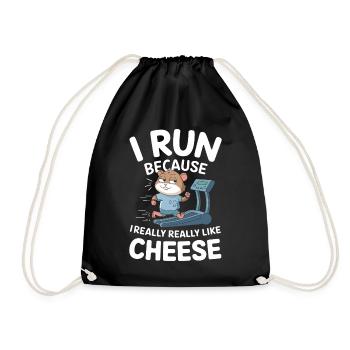Je cours parce que j’aime le hamster drôle de fromage - Sac de sport léger - noir - Devant