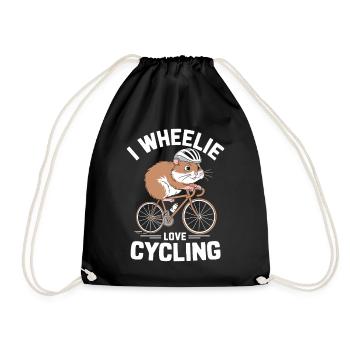 I Love Cycling Hamster Funny Bicycle Motif - Drawstring Bag - black - Front
