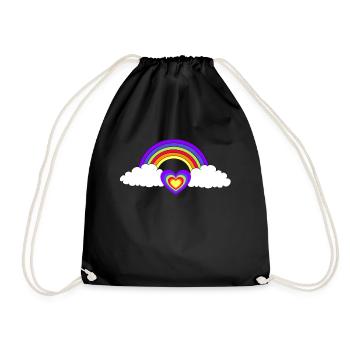 Regenbogen Herz Herzen Liebe Valentin - Turnbeutel - Schwarz - Vorne
