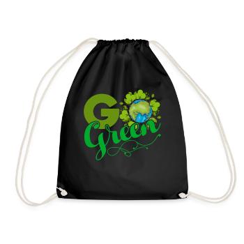 Earth Day Go Green Happy Earth - Drawstring Bag - black - Front
