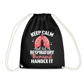 Keep Calm Respiratory Therapist Funny Pulmonary - Drawstring Bag - black - Front