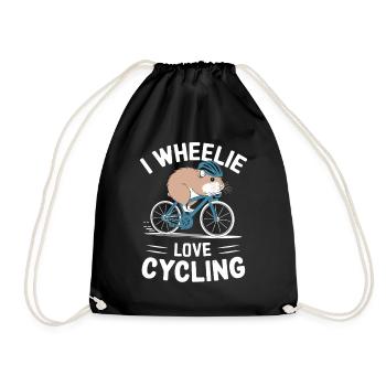 I Wheelie Love Cycling Hamster Motiv - Turnbeutel - Schwarz - Vorne